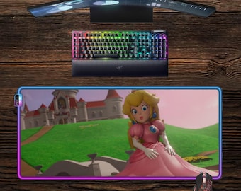 Super Mario Princess Peach LED Mouse Pad: Video game RGB Gaming Desk Mat