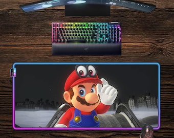 Super Mario LED Mouse Pad: Video game RGB Gaming Desk Mat