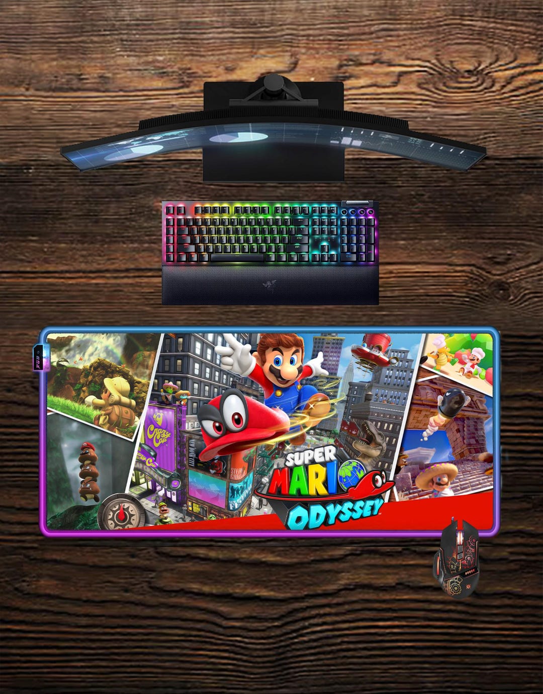 Super Mario Odyssey LED Mouse Pad: Video Game RGB Gaming Desk Mat - Etsy