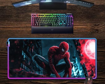 Spider-Man LED Mouse Pad: Avengers RGB Gaming Desk Mat