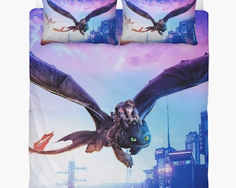 How to Train Your Dragon Duvet cover: Toothless Custom bedding set, 2 pillowcases + quilt cover