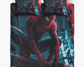 Copripiumino Spider-Man: set di biancheria da letto personalizzato, 2 federe + copripiumino