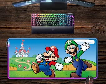 Super Mario LED Mouse Pad: Video game, Luigi RGB Gaming Desk Mat