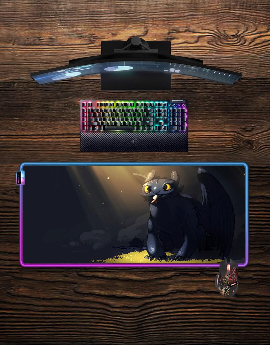 How to Train Your Dragon LED Mouse Pad: Toothless RGB Gaming Desk Mat ...