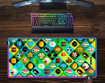 Super Mario LED Mouse Pad: Video game RGB Gaming Desk Mat