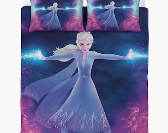 Poszewka na kołdrę Frozen: Elsa Spersonalizowany zestaw pościeli, 2 poszewki na poduszki + poszwa na kołdrę