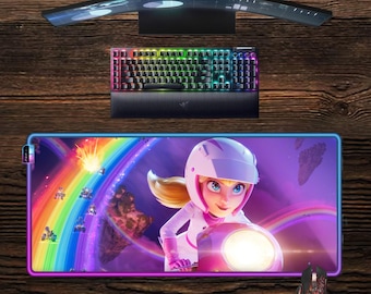 Super Mario Princess Peach LED Mouse Pad: Video game RGB Gaming Desk Mat