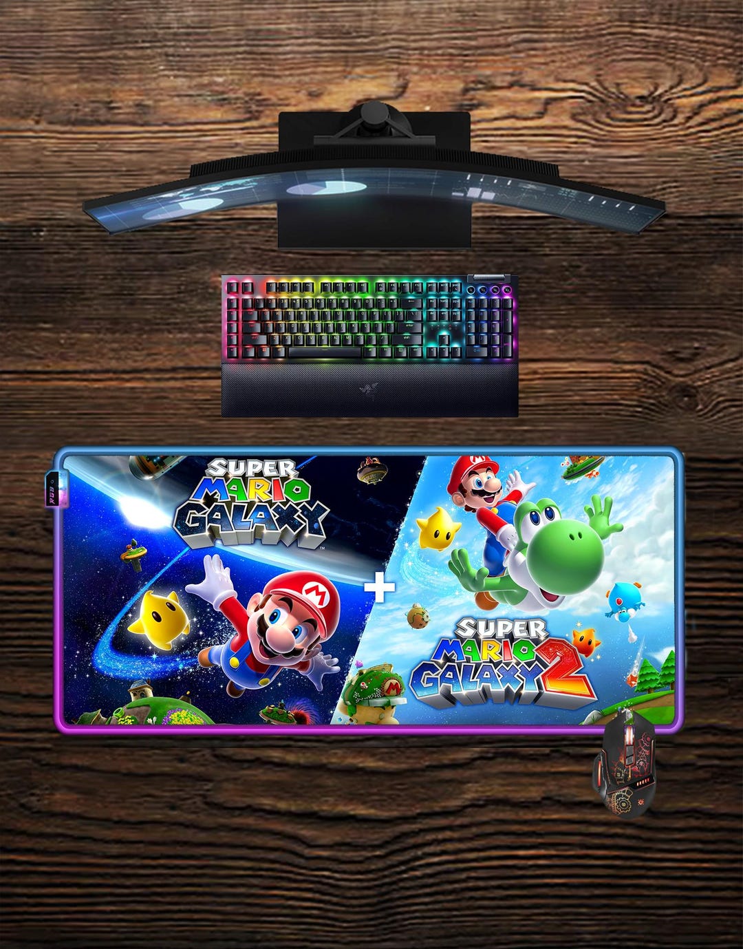 Super Mario Galaxy LED Mouse Pad: Video Game RGB Gaming Desk Mat - Etsy