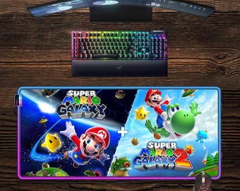 Super Mario Galaxy LED Mouse Pad: Video game RGB Gaming Desk Mat