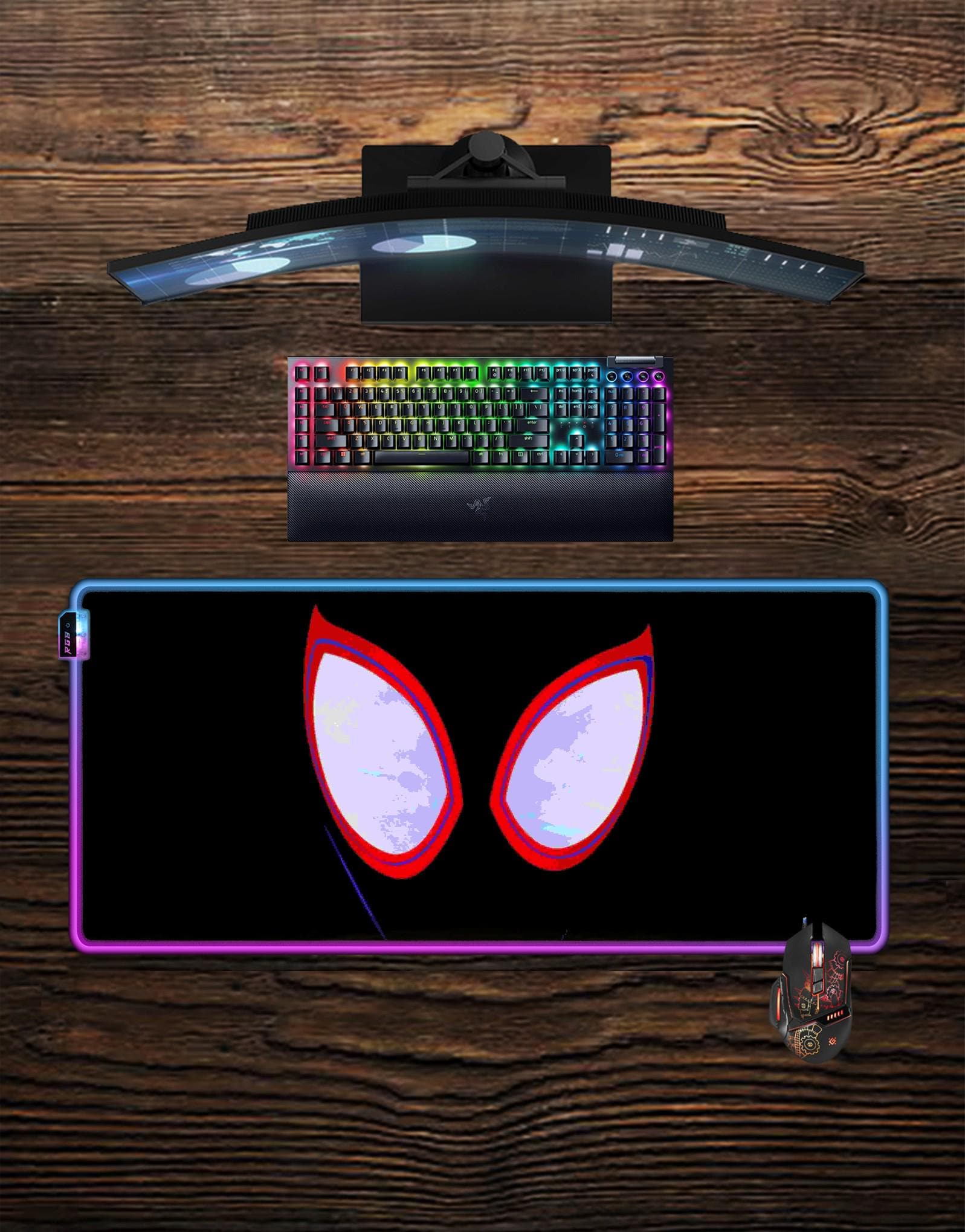 Discover Spider-Man LED Mouse Pad Miles Morales RGB Gaming Desk Mat