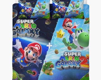 Funda nórdica de Super Mario Galaxy: Juego de cama personalizado, 2 fundas de almohada + funda nórdica