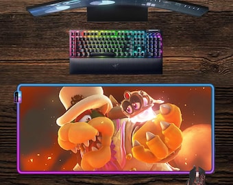 Super Mario Bowser LED Mouse Pad: Video game, Luigi RGB Gaming Desk Mat