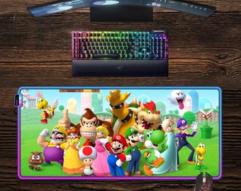 Super Mario LED Mouse Pad: Video game, Luigi RGB Gaming Desk Mat