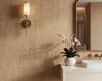 Textured Burlap Rustic Removable Wallpaper, Farmhouse Neutral Wall Mural, Organic Home Decor, Earthy Accent Wall