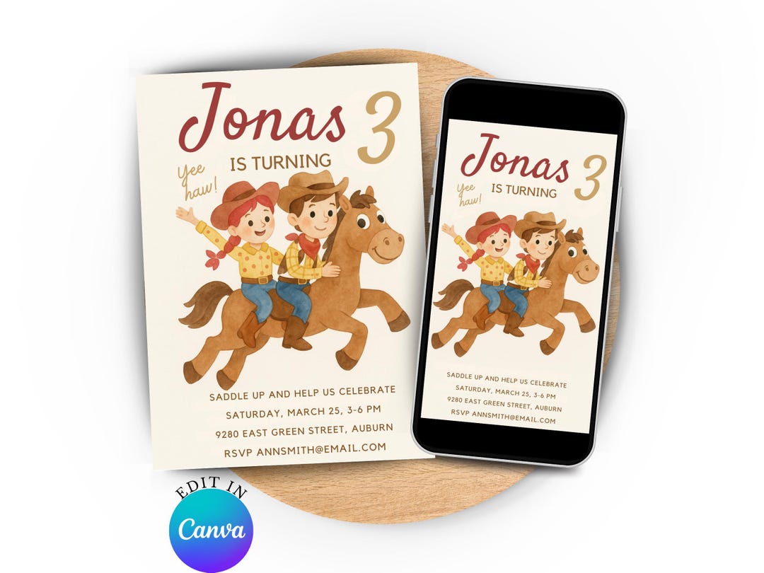 Woody First Rodeo Invite Toy Story Inspired Cowboy Birthday Invitation | Woody Jessie Bullseye ...