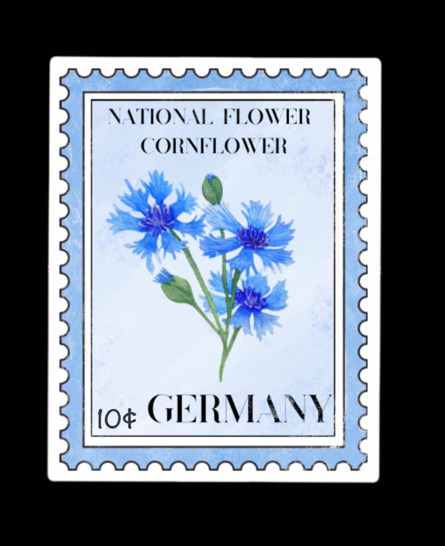 Germany National Flower Stamp Sticker - Etsy