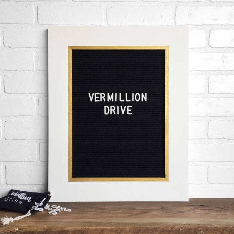 White Frame Letter Board With Metallic Gold Trim Etsy