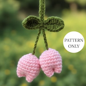 Schema all'uncinetto per tulipani, tutorial portachiavi amigurumi, download PDF di fiori all'uncinetto, fai da te primaverile, adatto ai principianti