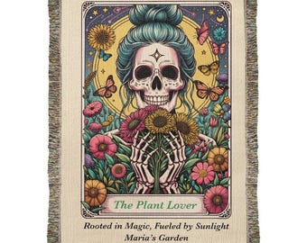 Personalized Plant Lover Tarot Card Woven Blanket Custom Garden Gift Throw