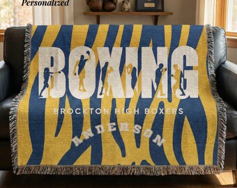 Boxing Personalized Woven Blanket Throw – Custom Boxer Gift