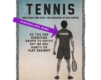 Personalized Boys Tennis Woven Blanket Custom Tennis Gift Throw