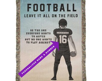 Personalized Football Woven Blanket Custom Player Gift Throw