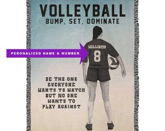 Personalized Girls Volleyball Woven Blanket Custom Sports Gift Throw
