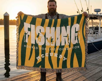 Fishing Personalized Woven Blanket – Custom Fisherman Gift