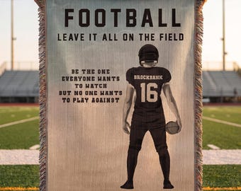 Personalized Football Woven Blanket Custom Player Gift Throw