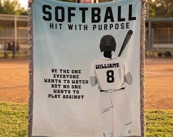 Personalisierte Mädchen Softball gewebte Decke Benutzerdefinierte Softball Geschenk werfen