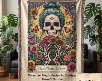 Personalized Plant Lover Tarot Card Woven Blanket Custom Garden Gift Throw