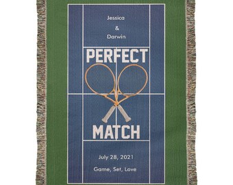 Personalized Tennis Woven Blanket Couples Tennis Gift Custom Throw