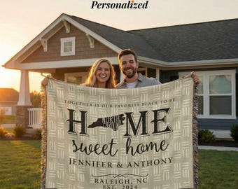 North Carolina Personalized State Blanket – Custom Tar Heel State Home Throw Gift