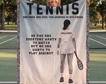 Personalisierte Mädchen Tennis gewebte Decke Kundenspezifische Tennis Geschenk werfen