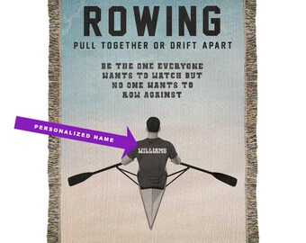 Personalized Mens Rowing Woven Blanket Custom Rower Gift Throw