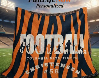 Football Personalized Woven Blanket – Custom Football Player Gift