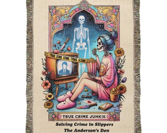 Personalized True Crime Junkie Tarot Card Woven Blanket Custom Gift Throw