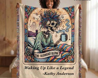 Personalized Bedhead Glow Tarot Card Woven Blanket Custom Skeleton Gift Throw