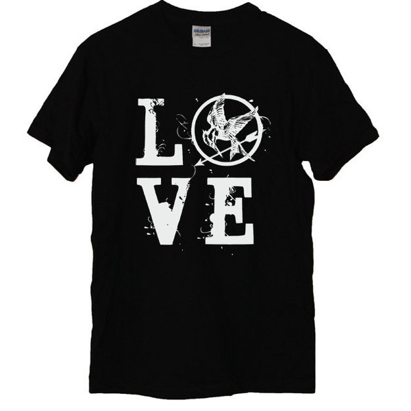 LOVE Hunger Games Black Unisex Shirt Size MEDIUM