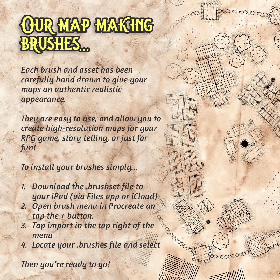 Rpg Map Making Books Fantasy Map Procreate Brushes | DND Town & City Builder | RPG Map ...