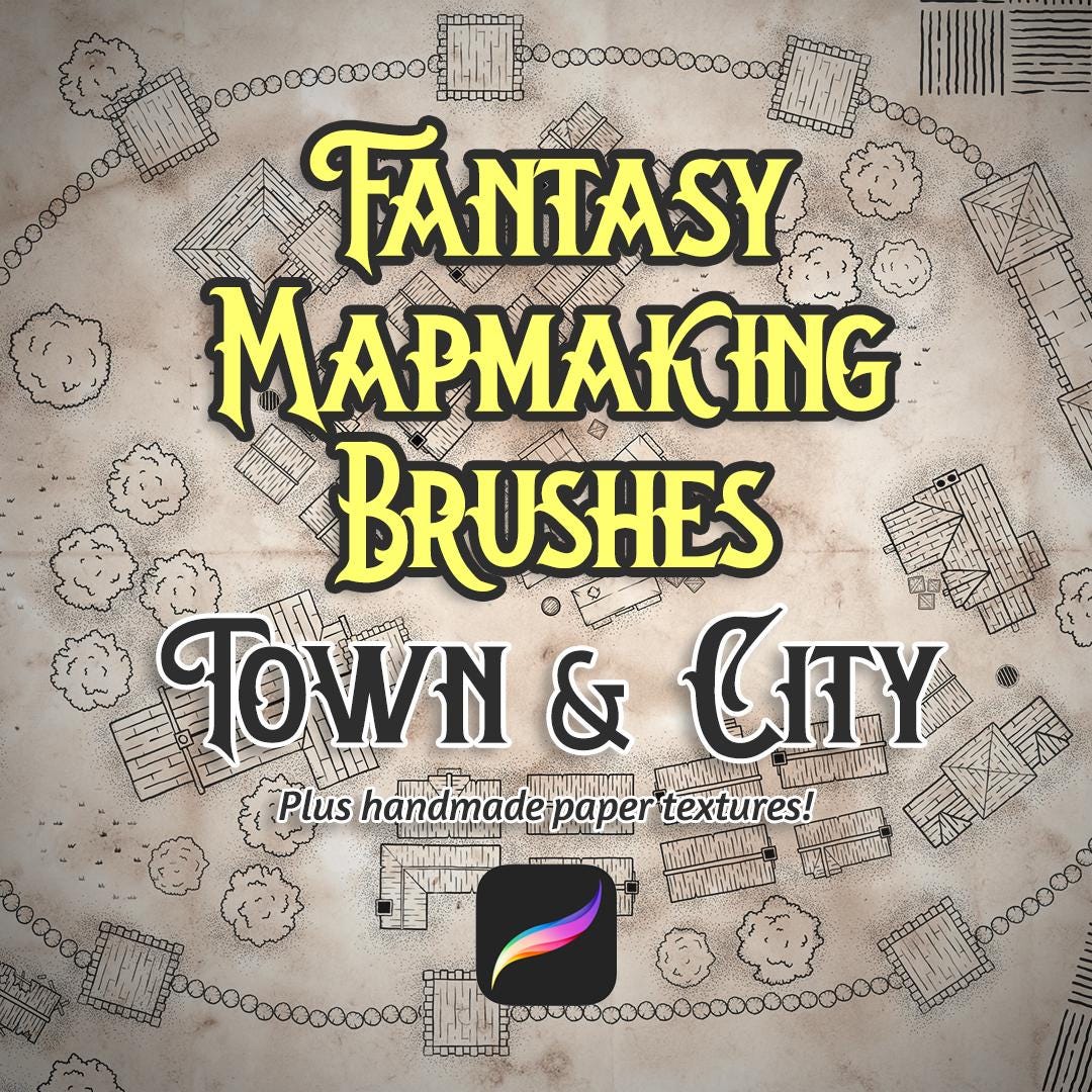 Rpg Map Making Books Fantasy Map Procreate Brushes | DND Town & City Builder | RPG Map ...