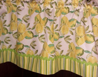 SALE LEMON w/ STRIPE Banded bottom and Green Rick Rack  Cotton 40 x 14"  unlined