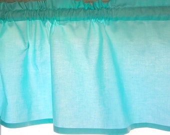 Aqua VALANCE 100%  Cotton  40 x 14 Unlined