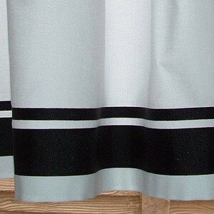 Valance WHITE w/ BLACK ribbon trim 40 x 16 STANDARD Opening Version image 2