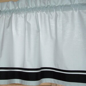 Valance WHITE w/ BLACK ribbon trim 40 x 16 STANDARD Opening Version image 3