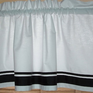 Valance WHITE w/ BLACK ribbon trim 40 x 16 STANDARD Opening Version image 4