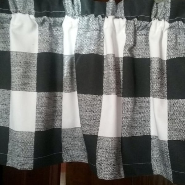 Black and White Buffalo Plaid Valances Etsy