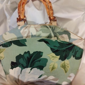 A bit of this & that Tropical leaf print SAMPLER New Purse Bamboo handles image 1