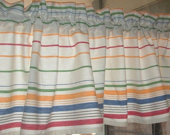VALANCE TOWELING Woven STRIPES Cotton 34 x 13  Retro Kitchen Border stripe Window Curtain