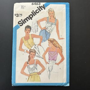Vintage Simplicity Mönster 6463 Misses Camisole Toppar Set Oklippt Komplett Storlek 6